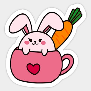 Bun bun in a cup : A carrot cutie Sticker